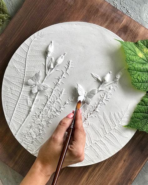 Round and square botanical bas-relief for wall decor | Plaster crafts ...