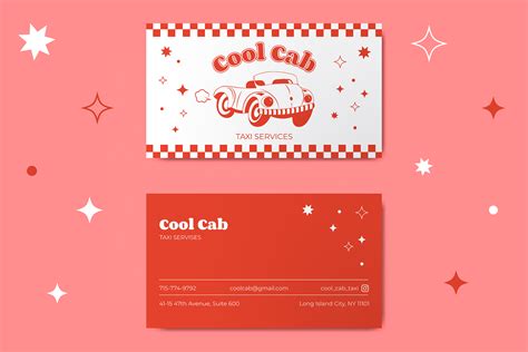 Business card design for taxi service in retro style on Behance