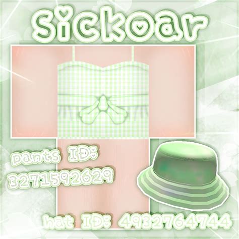 Four Green Soft Aesthetic Roblox outfits with matching hats in 2021 | Roblox, Bloxburg decal ...