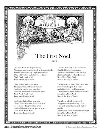 The First Noel Lyrics Printable | Christmas Lyrics