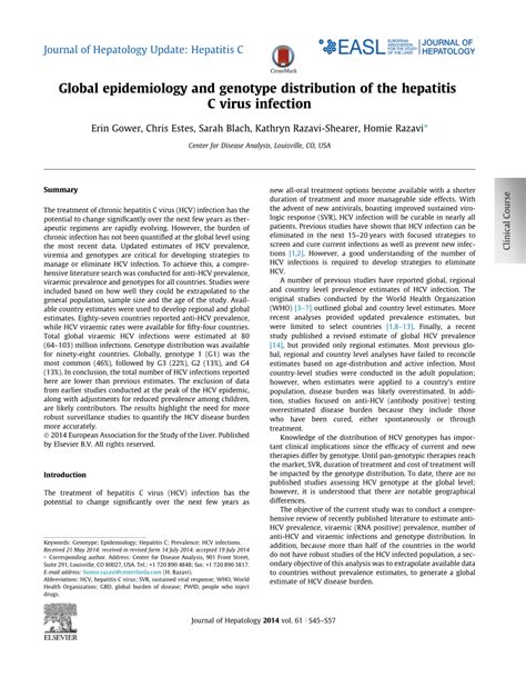 (PDF) Global epidemiology and genotype distribution of the hepatitis C ...