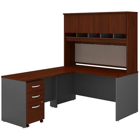 SRC147HCSU Bush Business Furniture Series C 60W L Shaped Desk with Hutch & Mobile File Cabinet ...