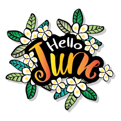 Premium Vector | Hello June hand lettering greeting card