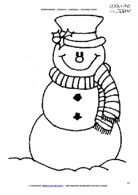 Free Snowman & Scarf Coloring page - Christmas Snowman 19