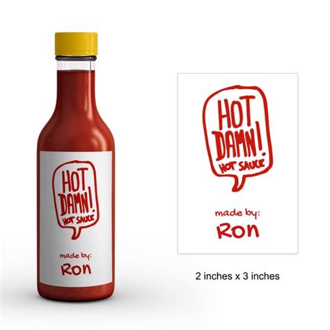 Hot Damn Hot Sauce Label Make Your Own Hot Sauce Label | Etsy