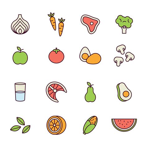 Outlined Healthy Food Icons 365161 Vector Art at Vecteezy