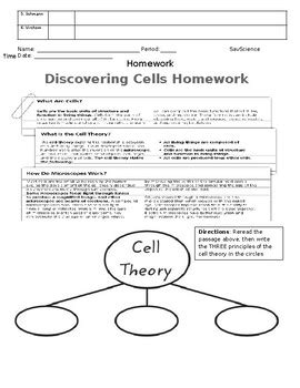 Cell Theory Worksheet by SavScience | TPT