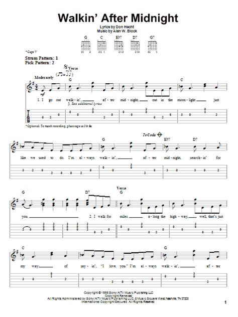 Walkin' After Midnight by Patsy Cline - Easy Guitar Tab - Guitar Instructor