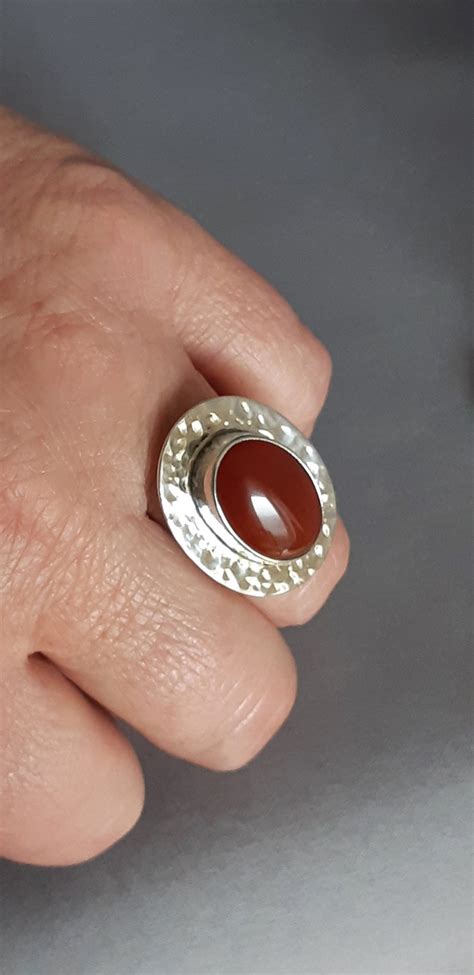 Silver Carnelian Cabochon Ring Marked 925 Mexican Silver C11 - Etsy