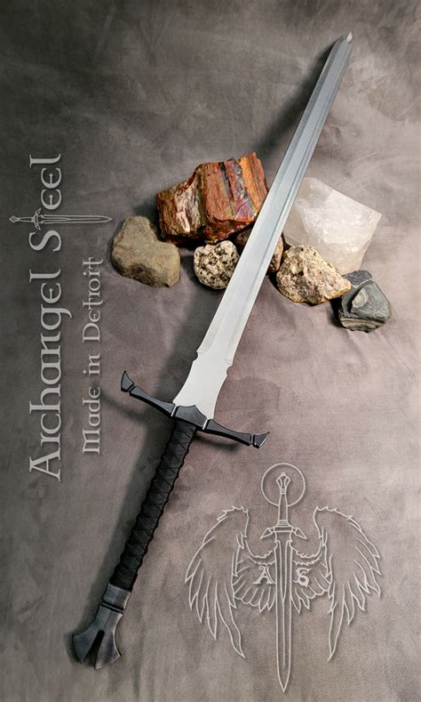 Long Sword with 3D Crossguard — Archangel Steel Fantasy Blade, Fantasy Weapons, Ninja Weapons ...