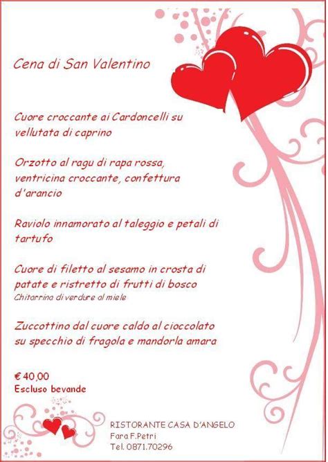 Menu da Casa D'Angelo ristorante, Fara Filiorum Petri, Via S. Nicola