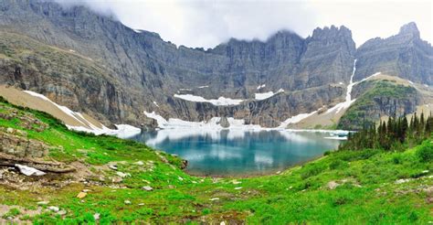 Panoramic View of the Iceberg Lake Glacier in Glacier National Park ...