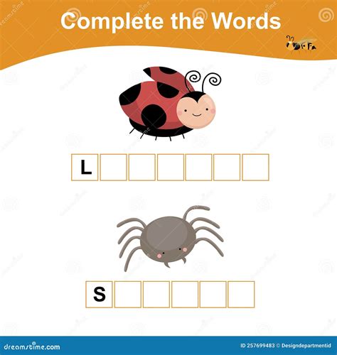 Complete the Missing Words Insects Edition. Ready-to-print Worksheet ...