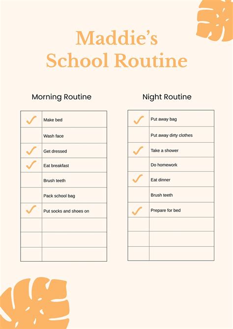 Day & Night School Routine Chart in Illustrator, PDF - Download | Template.net