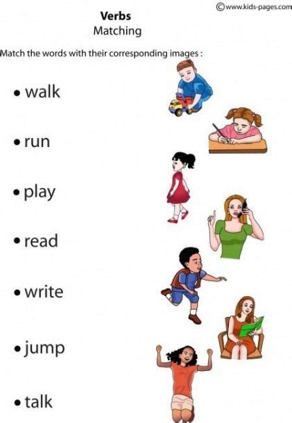 Verb Worksheets For Kindergarten | English lessons for kids, Learning ...