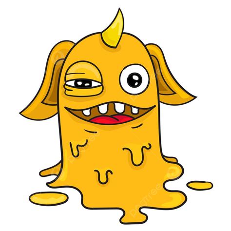 Slime Yellow Monster Cartoon Character, Yellow, Draw, Sticker PNG and ...