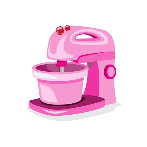 Pink stand mixer, food processor, kitchenware, cooking tool cartoon ...