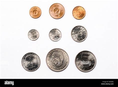 Swedish coins on a white background Stock Photo - Alamy