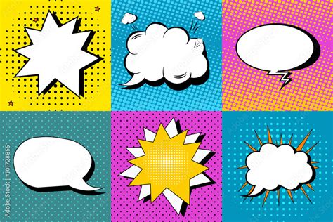 Vector set of comic speech bubbles in pop art style. Design elements, text clouds, message ...