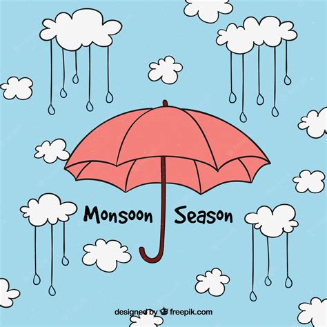 Free Vector | Monsoon background with umbrella