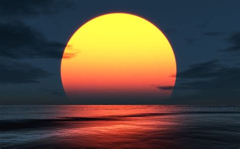 Sun sunset close up big sun over ocean 1366x768 | Günbatımları, Doğa, Manzara