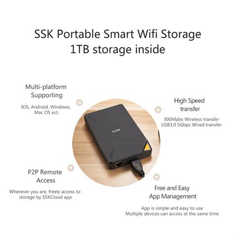 SSK Portable Wireless External Hard Drive 1-2TB Cloud WiFi Storage ...