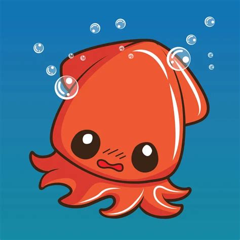 cute squid cartoon., Animal cartoon concept. - Stock Image - Everypixel