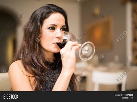 Woman Drinking Wine. Image & Photo (Free Trial) | Bigstock