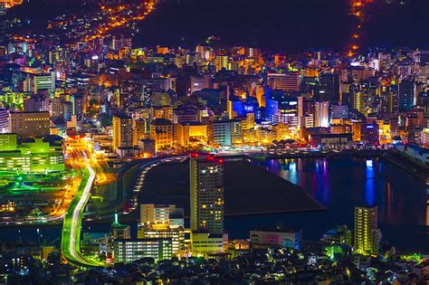 Free photo: night view, nagasaki, japan, kyushu, the world's three major night view, skyline ...