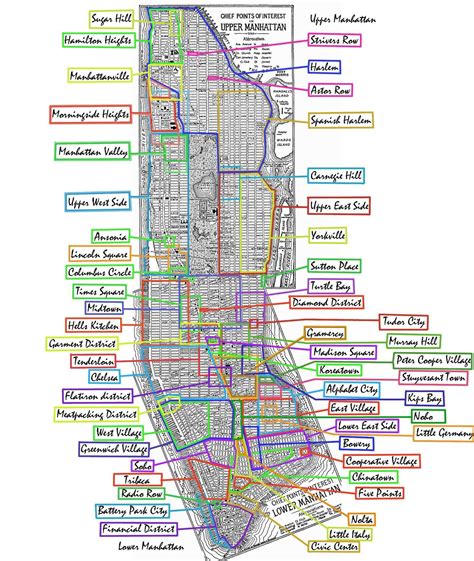 Fun and thorough, but jumbled, map of Manhattan's 'hoods Nova York Manhattan, Upper Manhattan ...