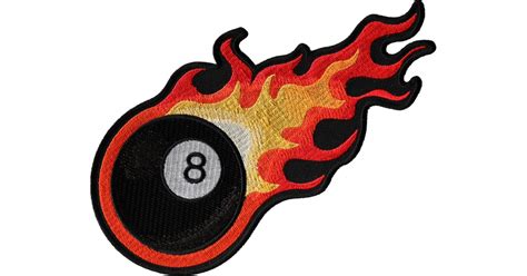 Flaming 8 Ball Patch for Jackets by Ivamis Patches