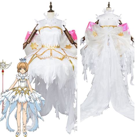 Cardcaptor Sakura Clear Card Cosplay Costume Kinomoto Snow Angel Dress ...