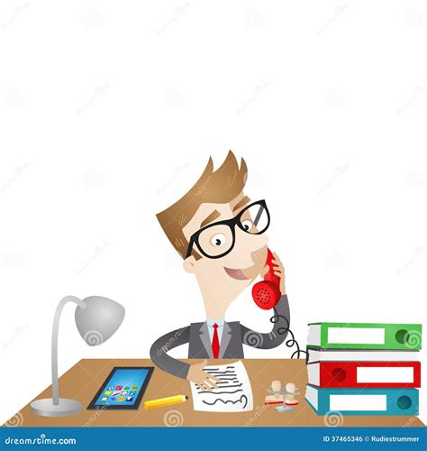 Cartoon Character: Businessman Sitting At Desk Royalty Free Stock Image - Image: 37465346