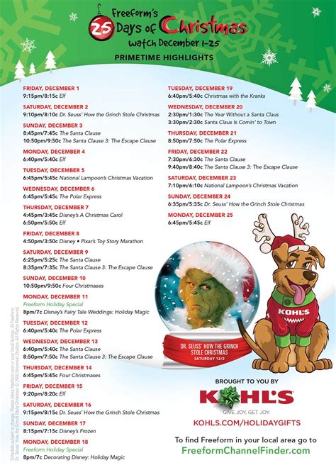 Freeform 25 Days Of Christmas 2022 Schedule