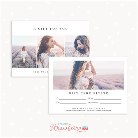 Photography gift certificate template | Classic minimalist – Strawberry Kit