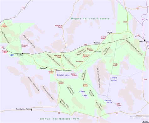 Map of Mojave Trails National Monument, California