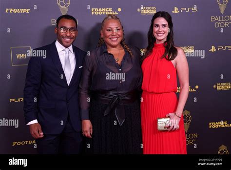 Pele’s daughter Kely Nascimento (centre) arrives on the red carpet for the Ballon d’Or ceremony ...