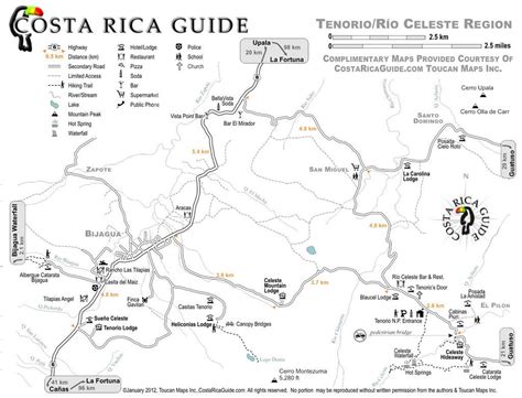 Tenorio/Rio Celeste Region Map | La Pura Vida | Pinterest | Printable maps, Bridges and Costa rica