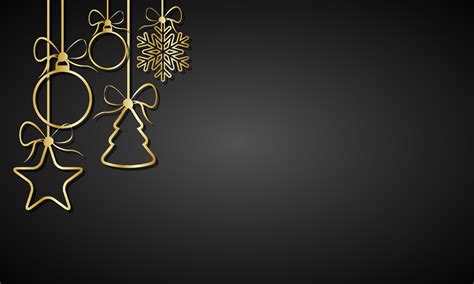 Black and gold Christmas background with Christmas balls. Snowflake and star. Holiday greeting ...