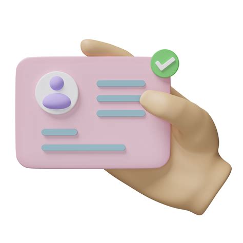 3d hand hold Id card icon with checkmark isolated. human resources ...