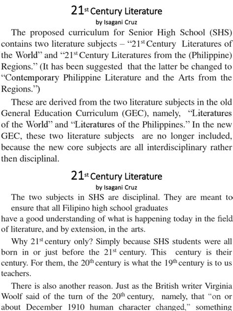 Exploring the Emergence of 21st Century Literature and its Implications ...