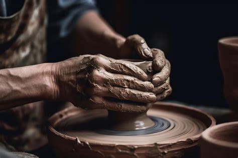 Premium AI Image | Hands pottery clay Class creative Generate Ai