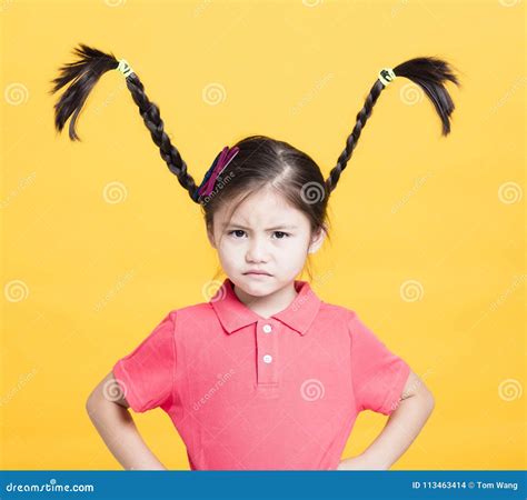 Closeup Angry Little Girl Face Stock Photo - Image of anger, mixed: 113463414