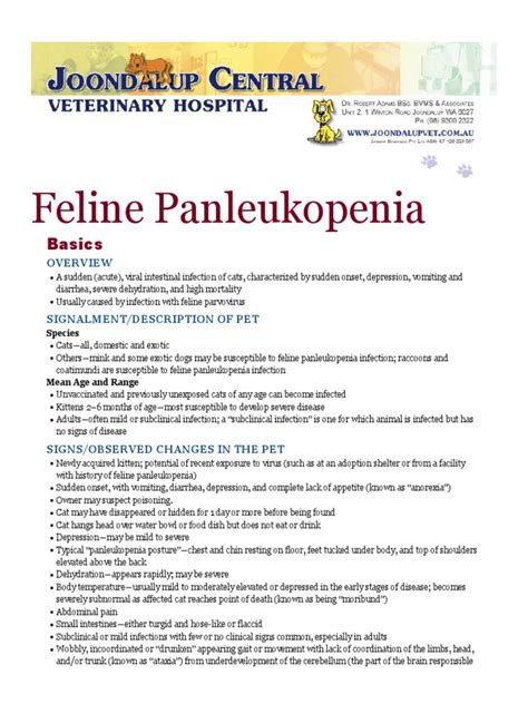 Feline Panleukopenia PDF | Medicine | Medical Specialties