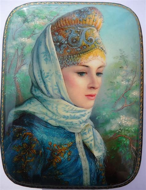 Russian lacquer miniature from the village of Fedoskino. Russian beauty ...