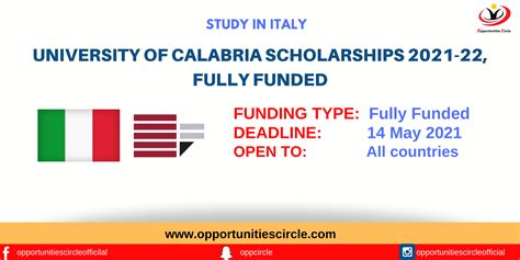 University of Calabria Scholarships 2021-22, Fully Funded ...