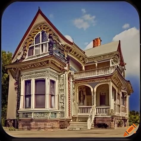 Victorian style house with mountain view on Craiyon