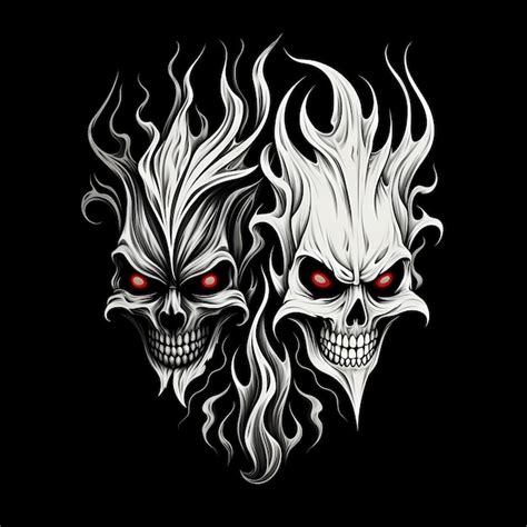 Premium AI Image | skull and grimacing jester tattoo design dark art illustration isolated on ...