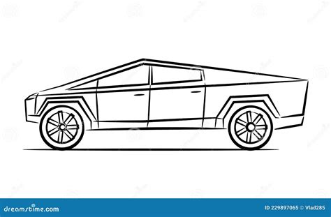 Tesla Cybertruck Cartoon Vector | CartoonDealer.com #229897065