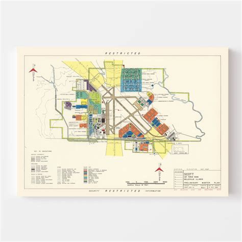 Vintage Map of Scott Air Force Base, 1952 by Ted's Vintage Art